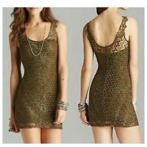 Free people olive green body con lace dress